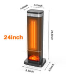 24Inch Space Heaters for Indoor Use, Portable Heater with 3 Light Colors, Adjustable Thermostat with Remote, Tip-Over Protection up to 95°F, 60°Oscillation