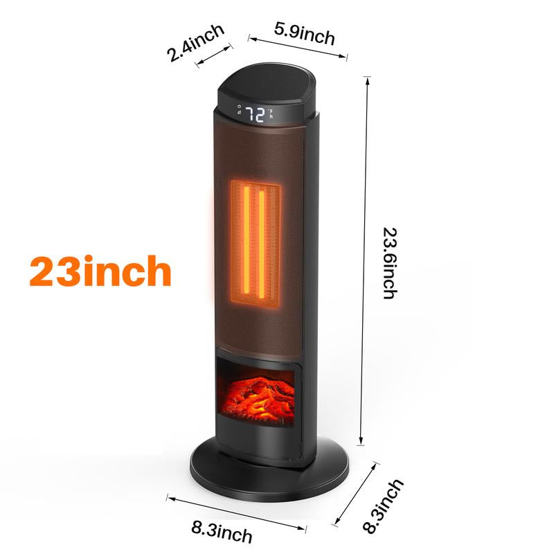 24Inch Space Heaters for Indoor Use, Portable Heater with 3 Light Colors, Adjustable Thermostat with Remote, Tip-Over Protection up to 95°F, 60°Oscillation
