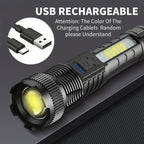 6-IN-1 ZOOM FLASHLIGHT! 200M BEAM & USB-C FAST CHARGE | 3 MAIN MODES + 3 COB SIDELIGHTS | POWER DISPLAY & PORTABLE BATTERY PACK | PERFECT for CAMPING & EMERGENCIES! Strong Flashlight High Lumen