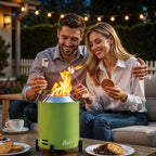 BALI OUTDOORS Smokeless Fire Pit, 6.5-Inch Turbo Flame Tabletop Fire Pit, Stainless Steel, Adjustable Flame, with Stand and Stove Rack, Carry Bag #Springtok