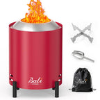 BALI OUTDOORS Smokeless Fire Pit, 6.5-Inch Turbo Flame Tabletop Fire Pit, Stainless Steel, Adjustable Flame, with Stand and Stove Rack, Carry Bag #Springtok