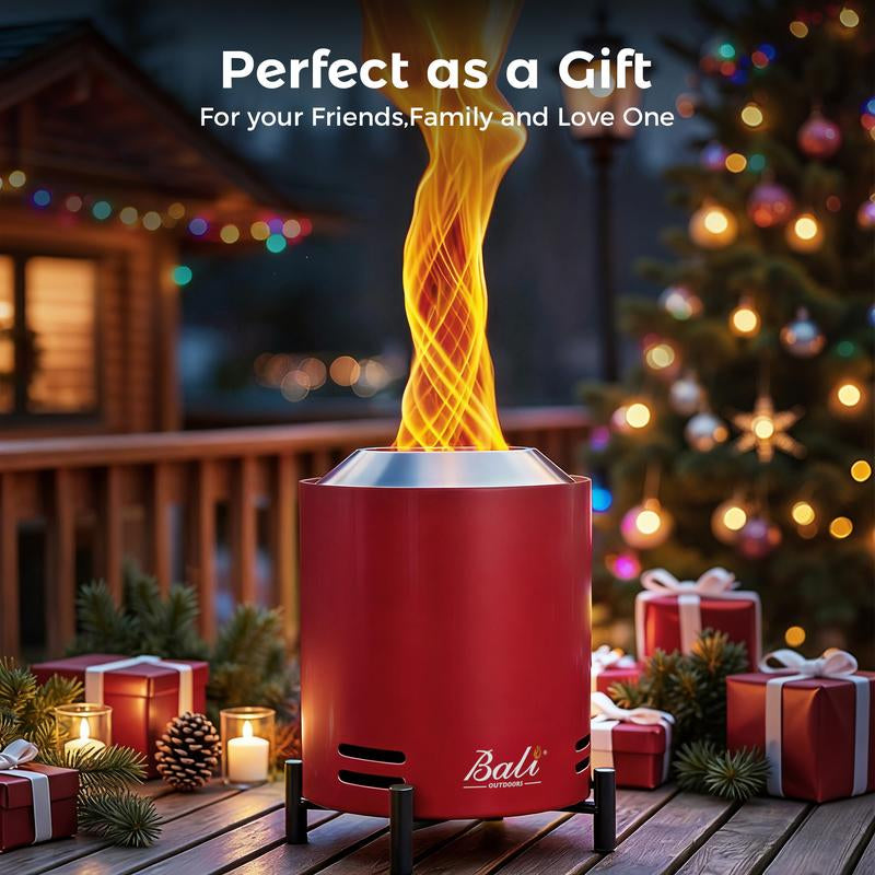 BALI OUTDOORS Smokeless Fire Pit, 6.5-Inch Turbo Flame Tabletop Fire Pit, Stainless Steel, Adjustable Flame, with Stand and Stove Rack, Carry Bag #Springtok