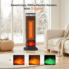 24Inch Space Heaters for Indoor Use, Portable Heater with 3 Light Colors, Adjustable Thermostat with Remote, Tip-Over Protection up to 95°F, 60°Oscillation