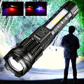 6-IN-1 ZOOM FLASHLIGHT! 200M BEAM & USB-C FAST CHARGE | 3 MAIN MODES + 3 COB SIDELIGHTS | POWER DISPLAY & PORTABLE BATTERY PACK | PERFECT for CAMPING & EMERGENCIES! Strong Flashlight High Lumen
