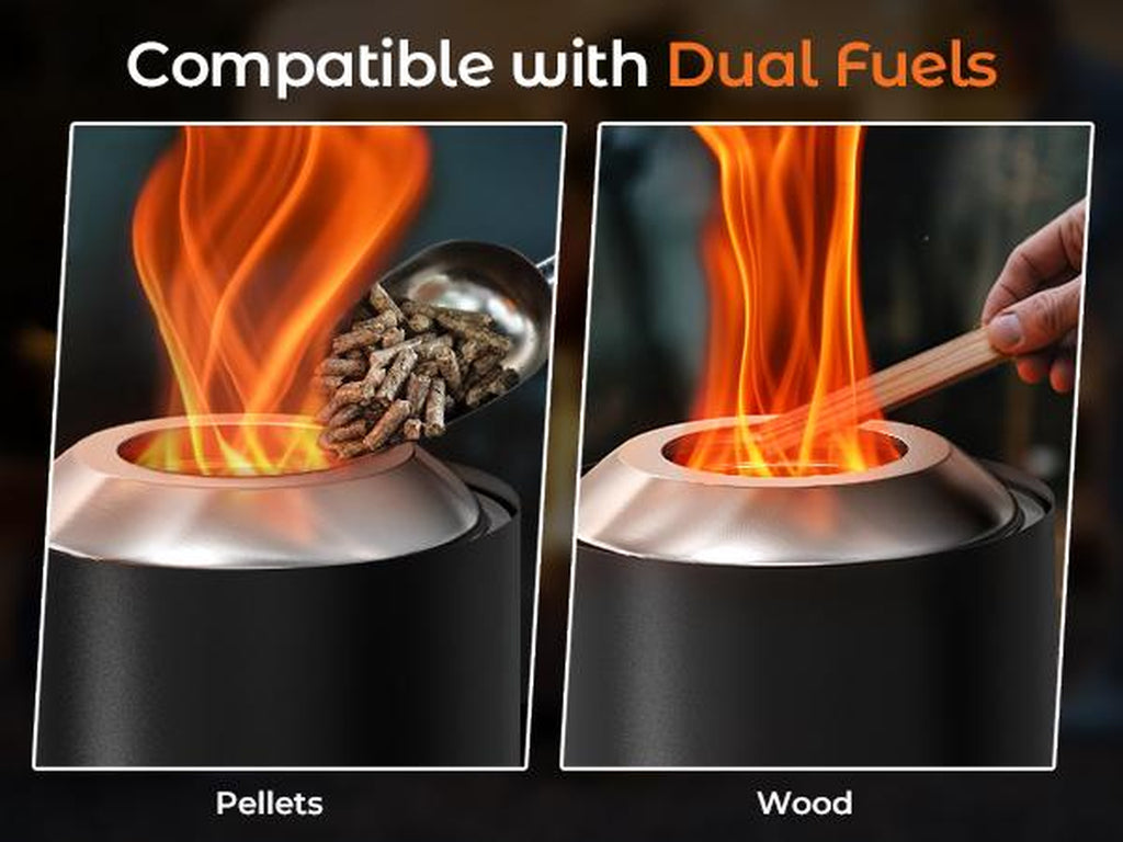 BALI OUTDOORS Smokeless Fire Pit, 6.5-Inch Turbo Flame Tabletop Fire Pit, Stainless Steel, Adjustable Flame, with Stand and Stove Rack, Carry Bag #Springtok