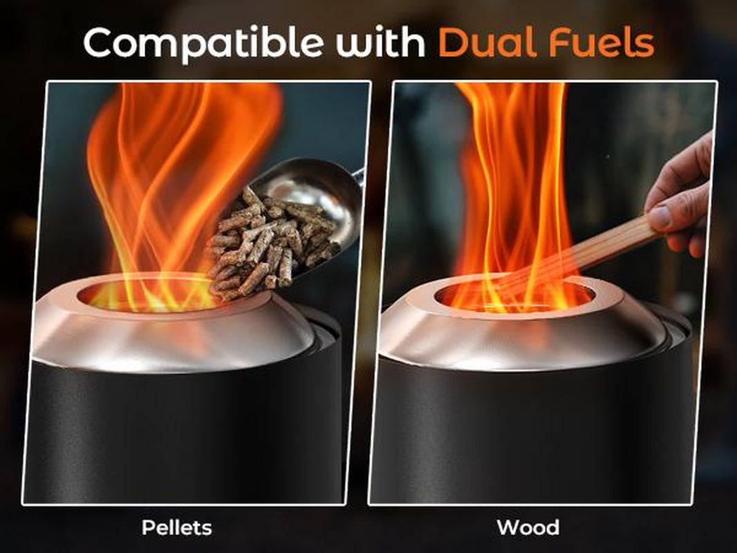 BALI OUTDOORS Smokeless Fire Pit, 6.5-Inch Turbo Flame Tabletop Fire Pit, Stainless Steel, Adjustable Flame, with Stand and Stove Rack, Carry Bag #Springtok