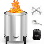 BALI OUTDOORS Smokeless Fire Pit, 6.5-Inch Turbo Flame Tabletop Fire Pit, Stainless Steel, Adjustable Flame, with Stand and Stove Rack, Carry Bag #Springtok