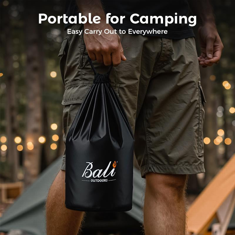 BALI OUTDOORS Smokeless Fire Pit, 6.5-Inch Turbo Flame Tabletop Fire Pit, Stainless Steel, Adjustable Flame, with Stand and Stove Rack, Carry Bag #Springtok