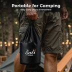 BALI OUTDOORS Smokeless Fire Pit, 6.5-Inch Turbo Flame Tabletop Fire Pit, Stainless Steel, Adjustable Flame, with Stand and Stove Rack, Carry Bag #Springtok