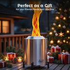 BALI OUTDOORS Smokeless Fire Pit, 6.5-Inch Turbo Flame Tabletop Fire Pit, Stainless Steel, Adjustable Flame, with Stand and Stove Rack, Carry Bag #Springtok